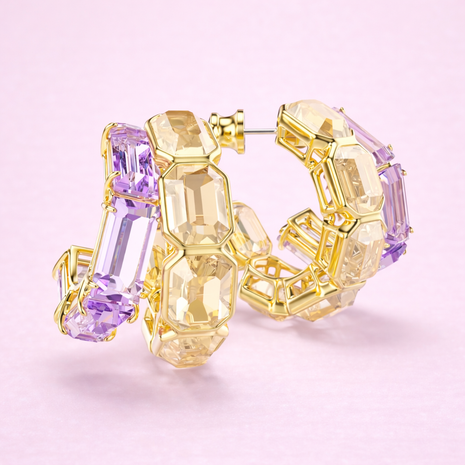 Arracadas de cristal dobles morado /champagne