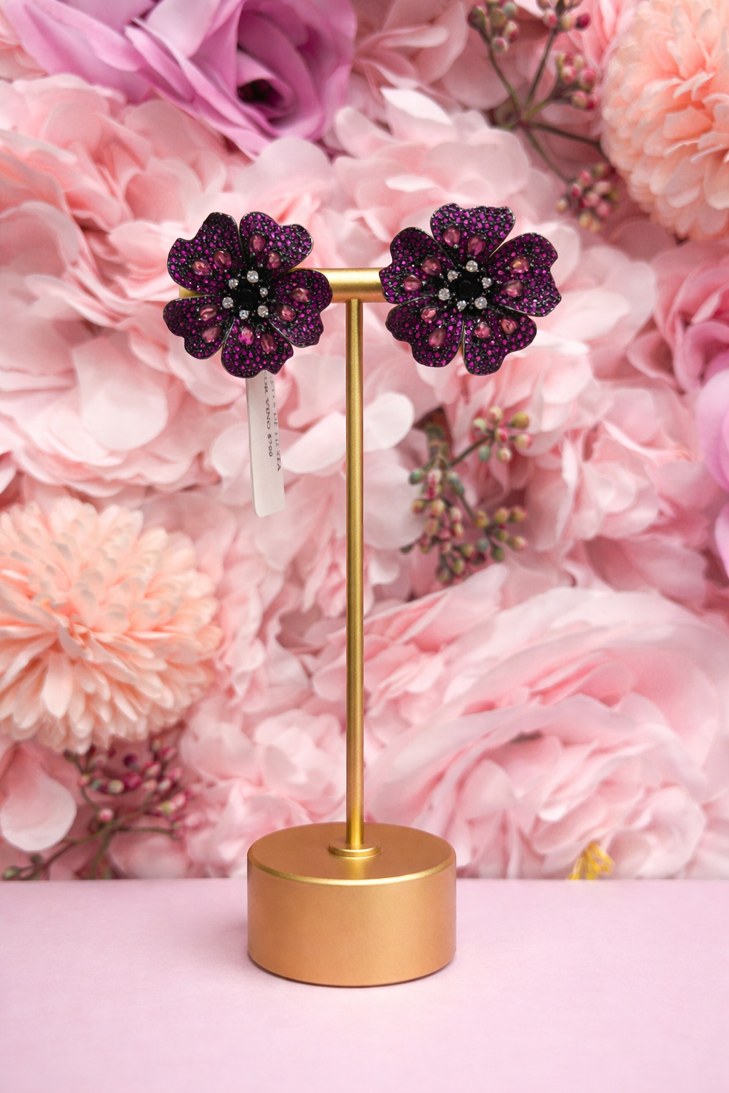 Aretes Flor Magenta