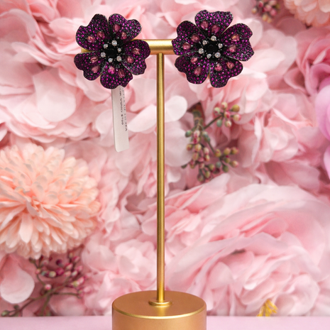 Aretes Flor Magenta
