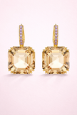 Aretes de cristal cuadrados champagne/morados