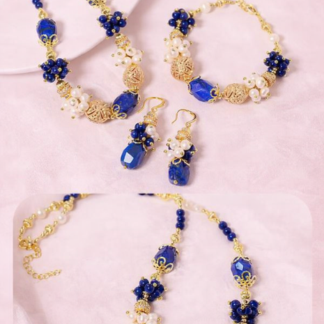 Pulsera lapislázuli y perlas