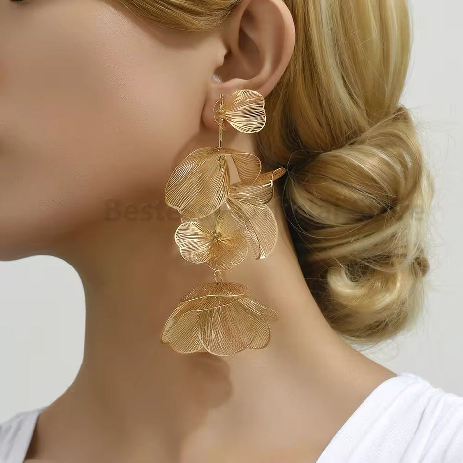 Aretes largos florales
