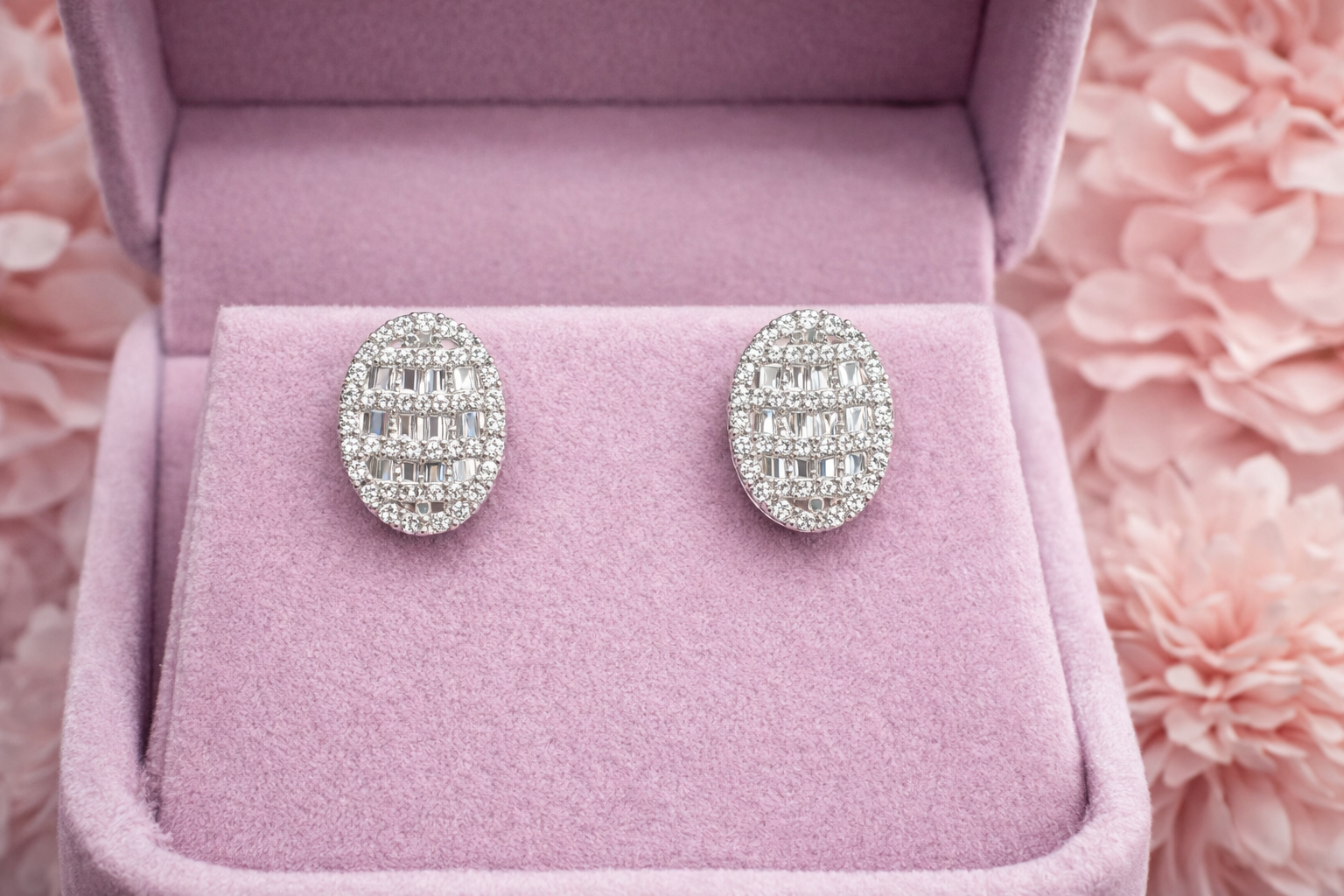 Aretes Round Baguette Moissanite