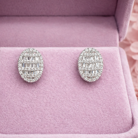 Aretes Round Baguette Moissanite
