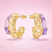 Arracadas de cristal dobles morado /champagne