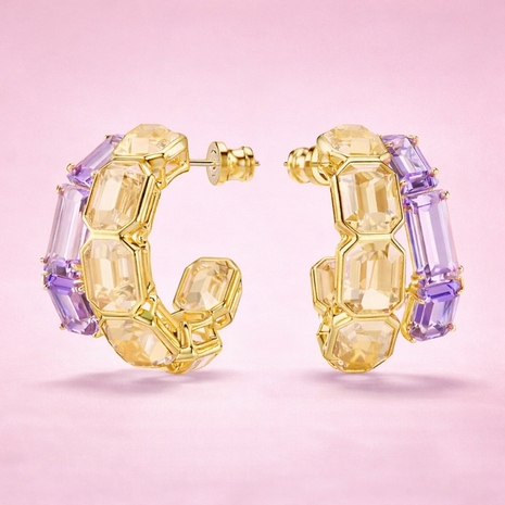 Arracadas de cristal dobles morado /champagne