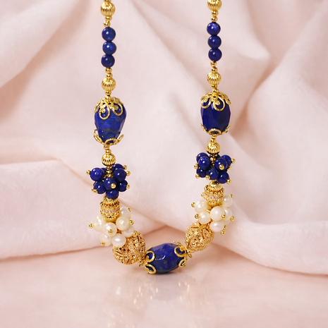 Collar lapislázuli y perlas