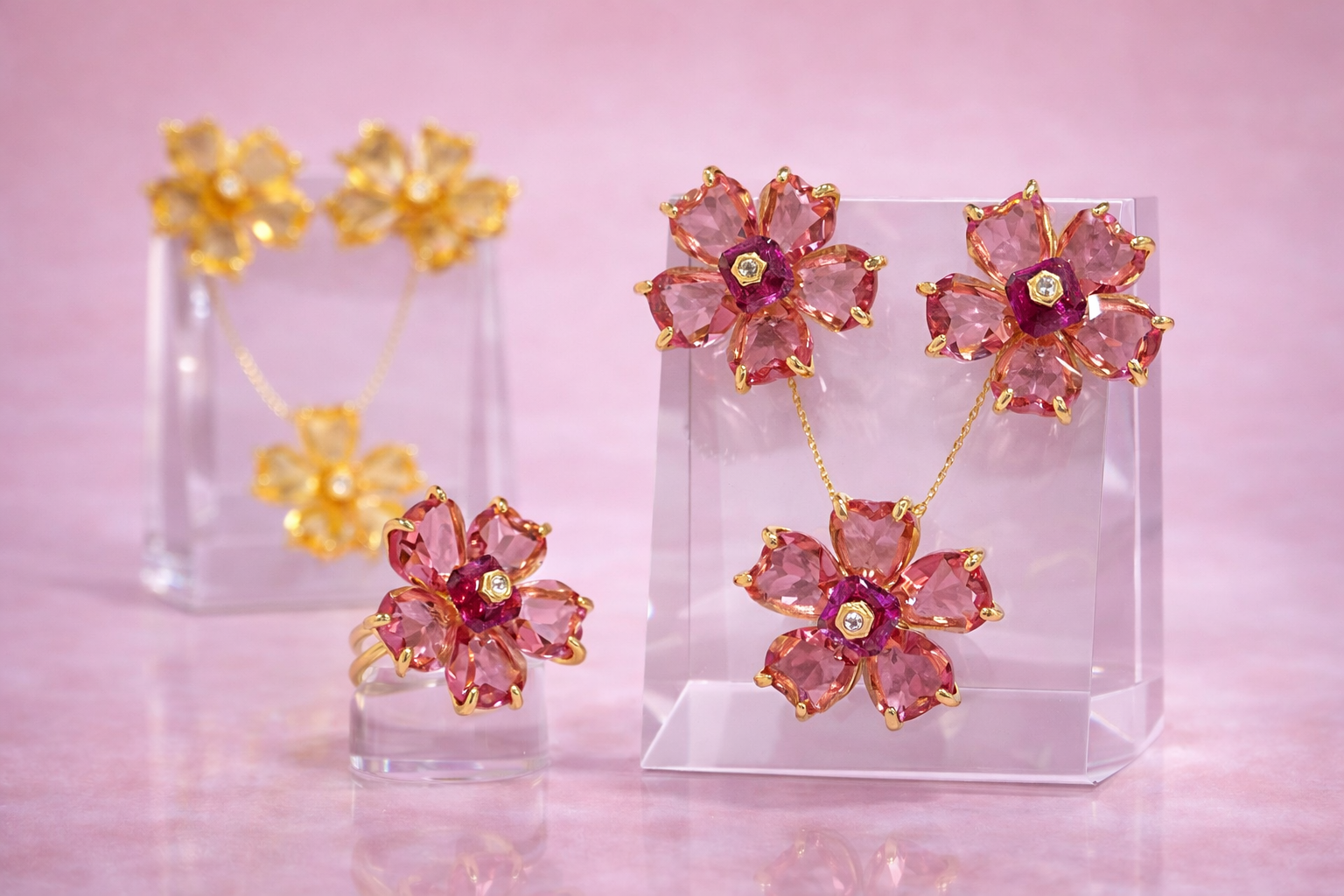 Juego de cristal floral