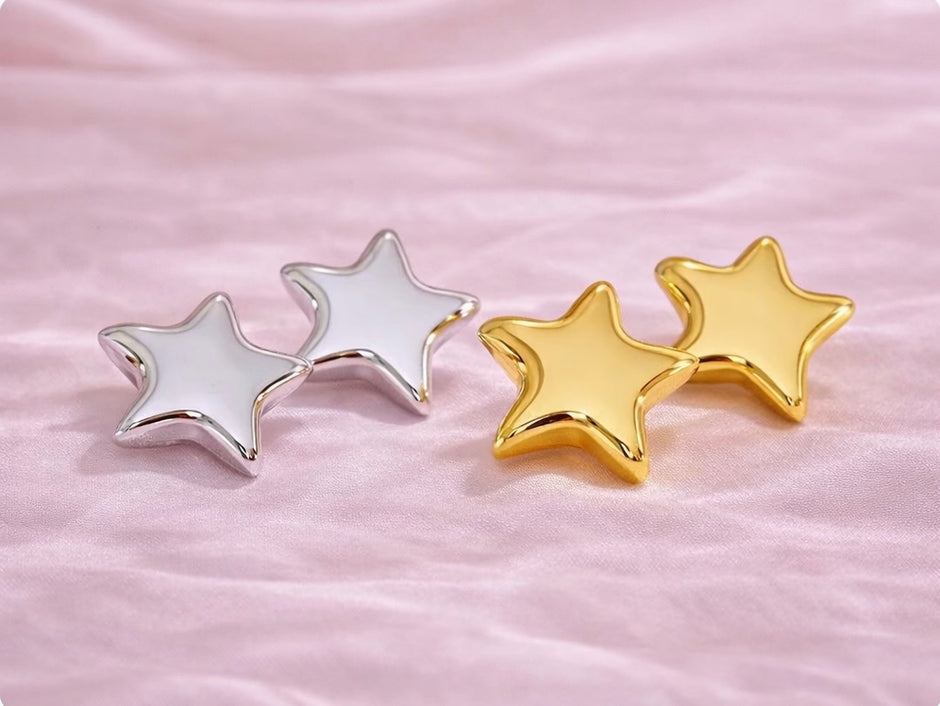 Aretes de acero inoxidable estrella