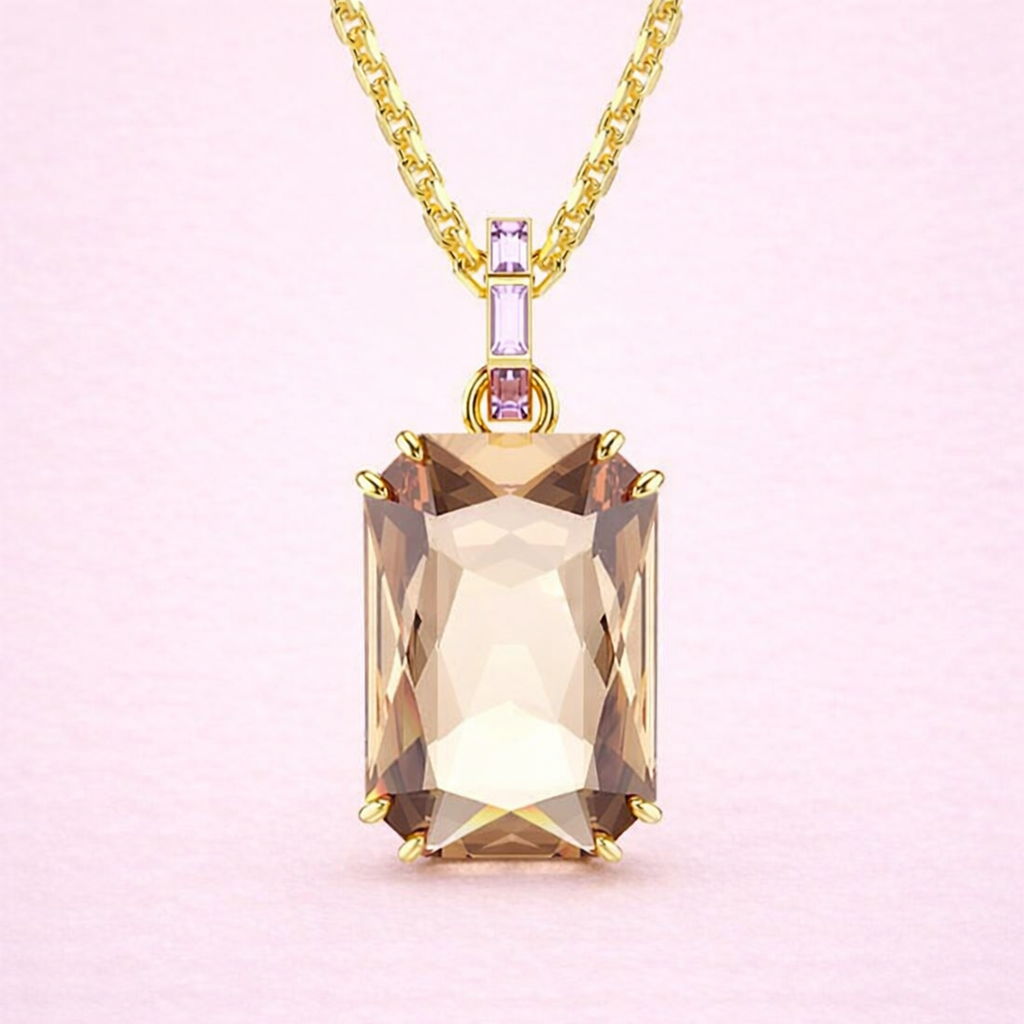 Collar con dije champagne/morado