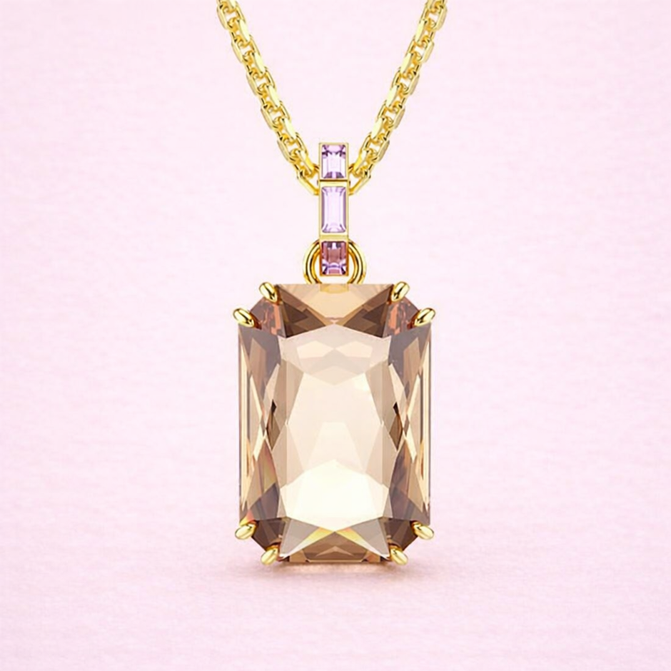 Collar con dije champagne/morado