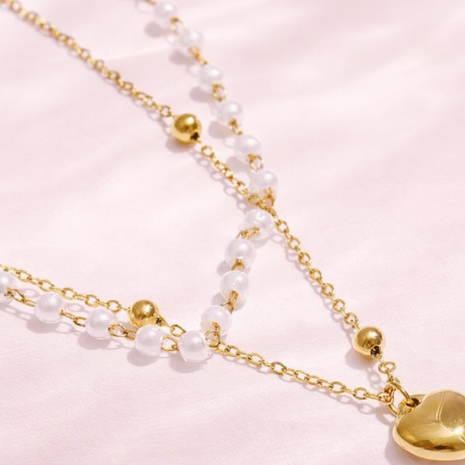 Collar Doble Encanto Perla & Corazón