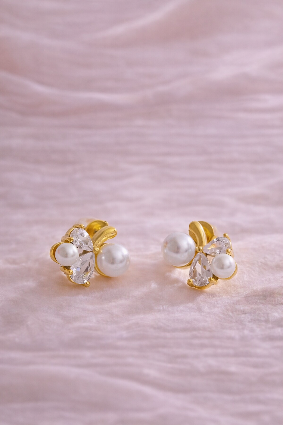 Aretes de acero inoxidable combinación de perlas con Zirconia