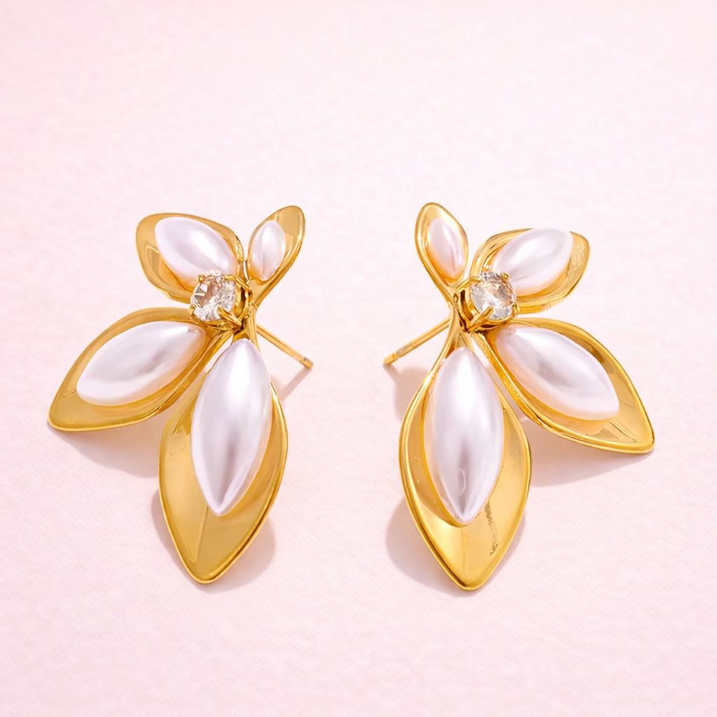 Aretes de acero inoxidable Media Flor