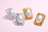 Aretes Rectangle Doree