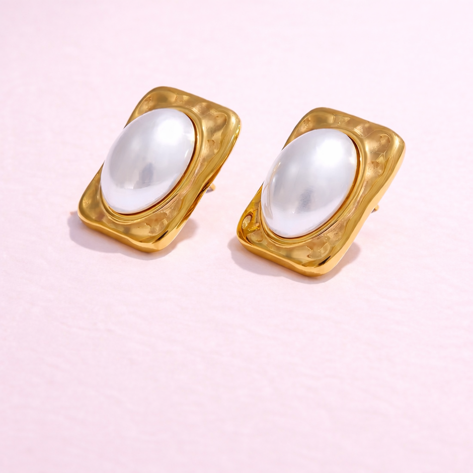Aretes Rectangle Doree