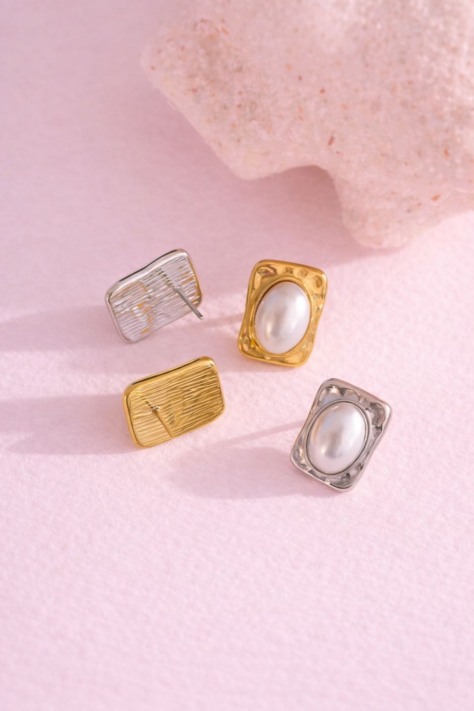 Aretes Rectangle Doree