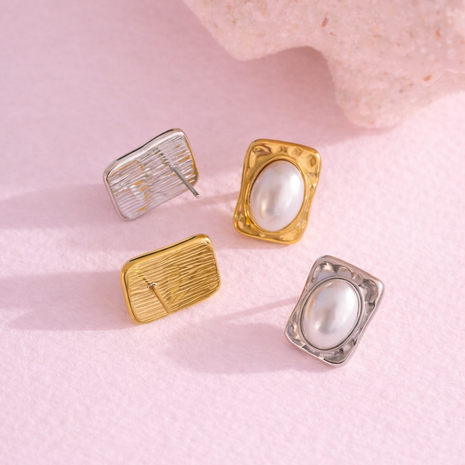 Aretes Rectangle Doree