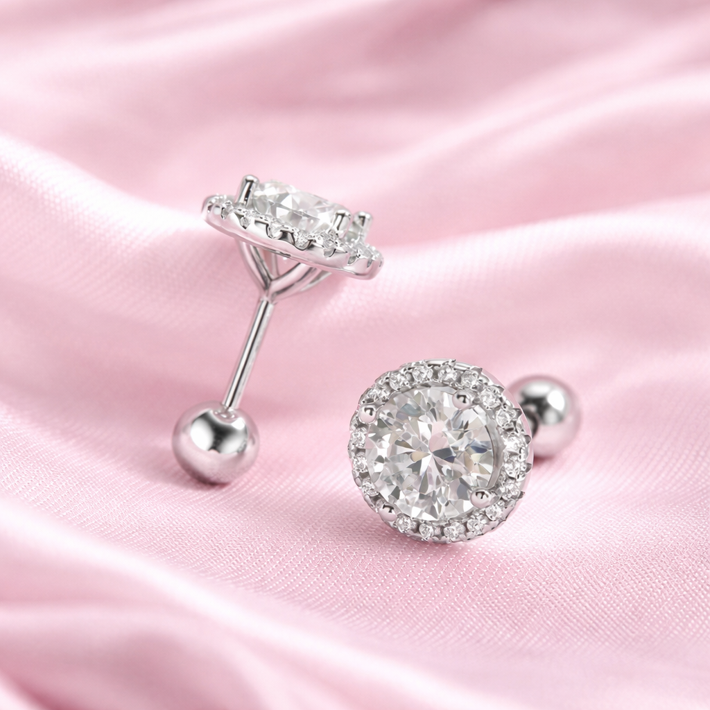 Aretes Halo Royale Moissanite