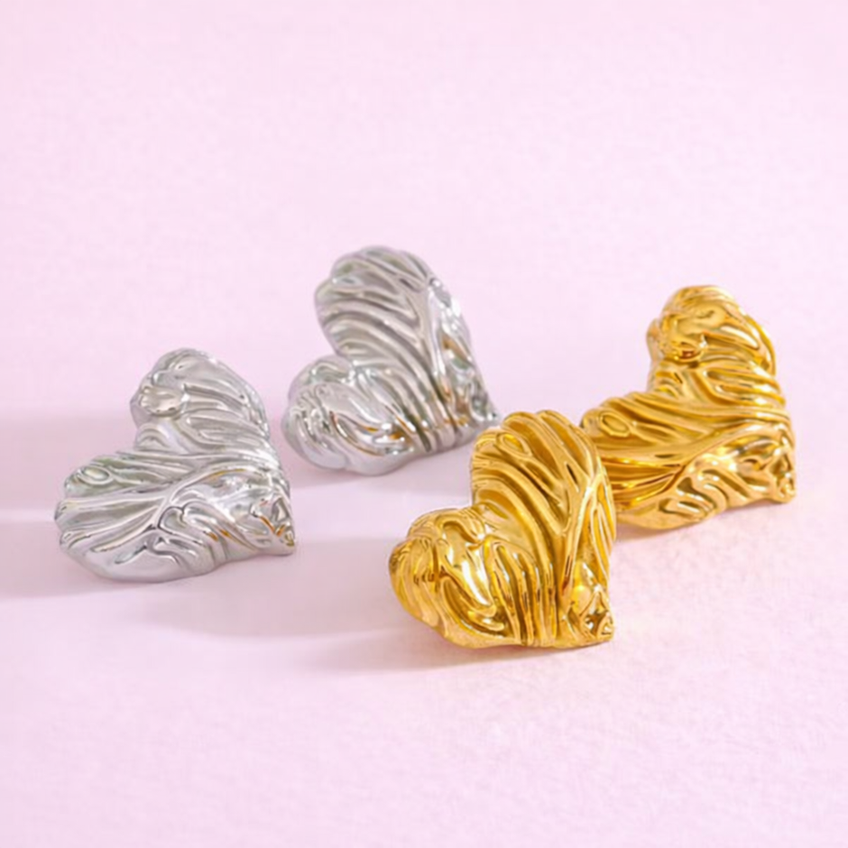 Aretes corazón textura
