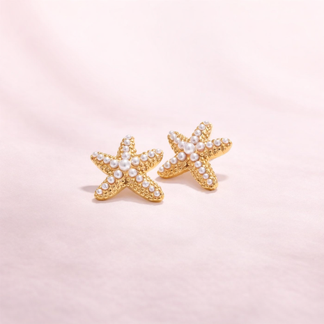 Aretes Estrella perla marina