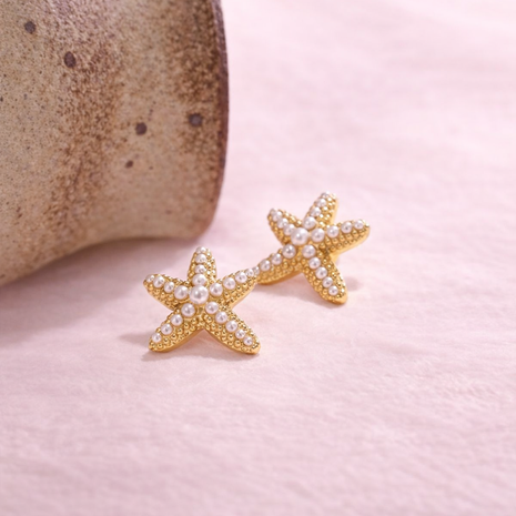 Aretes Estrella perla marina