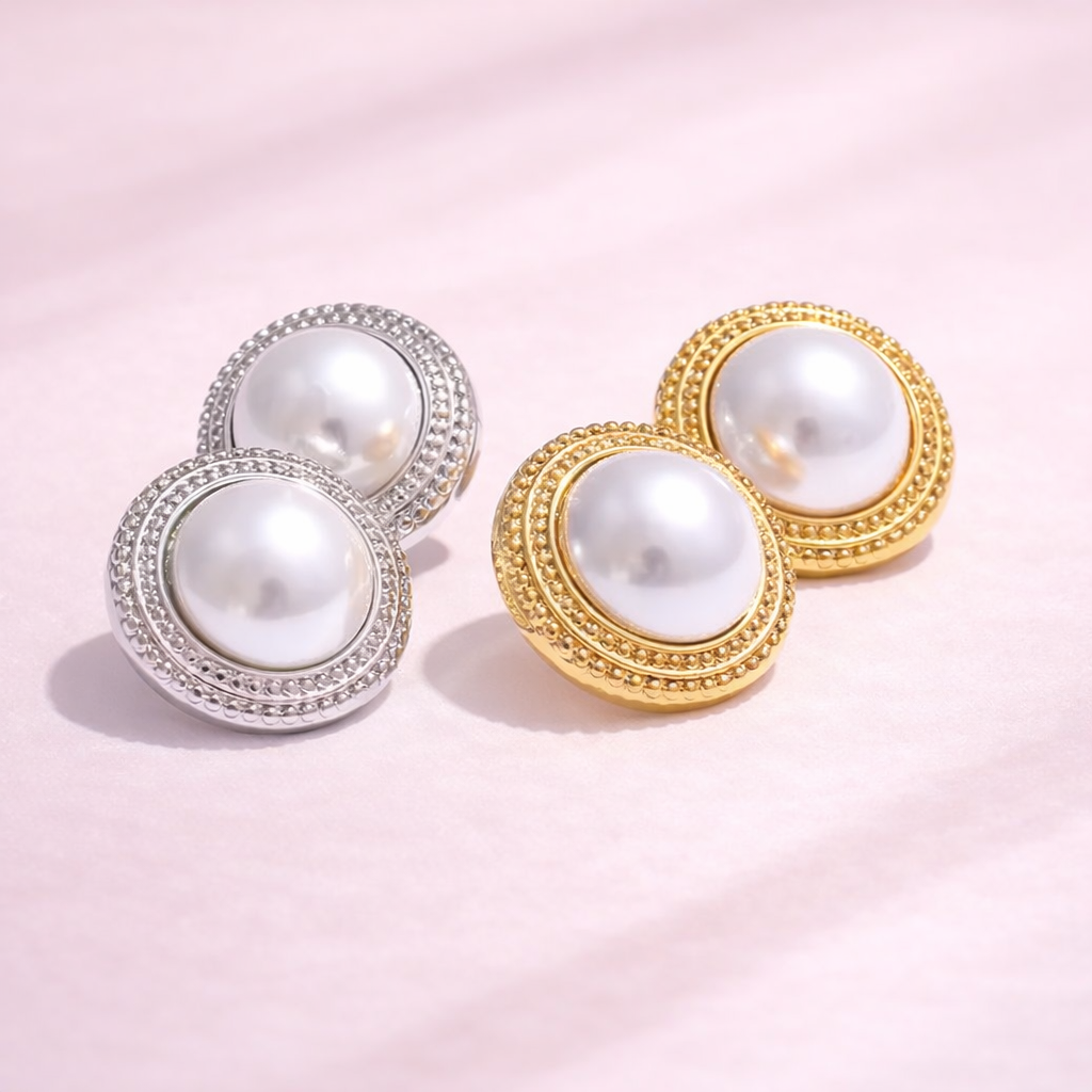 Aretes Round Pearl