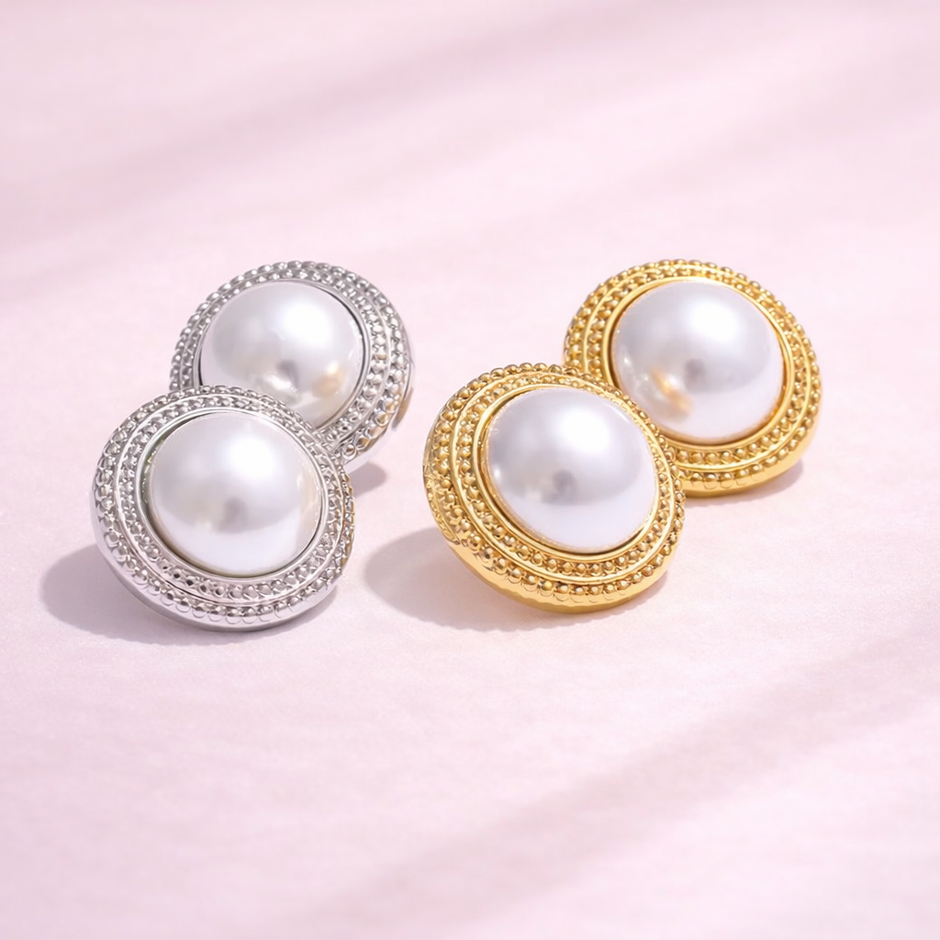 Aretes Round Pearl