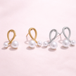 Aretes Lazo Perla Doble