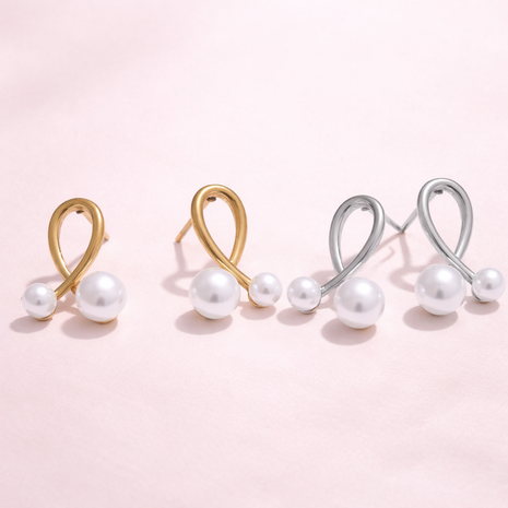 Aretes Lazo Perla Doble