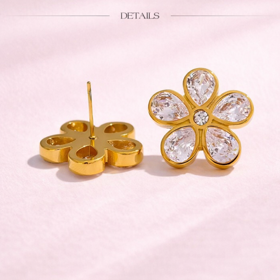 Aretes Flor Zirconia