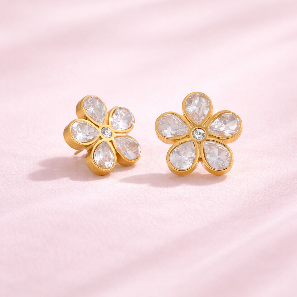 Aretes Flor Zirconia