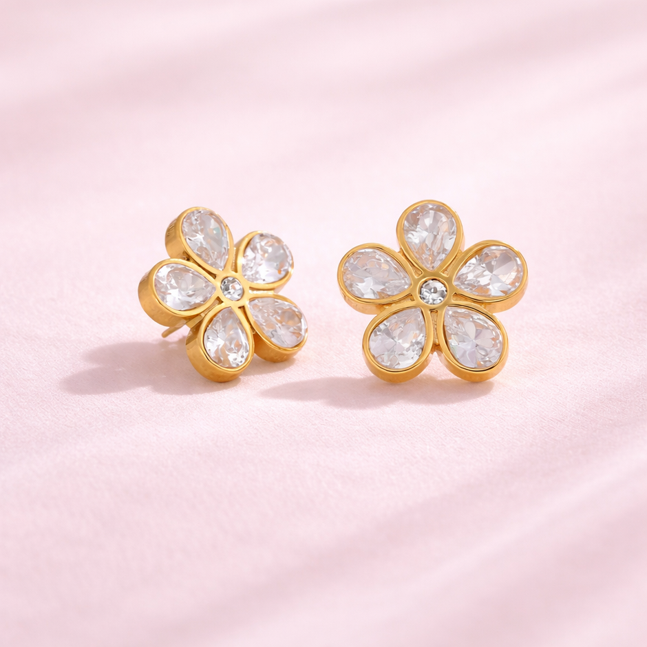 Aretes Flor Zirconia