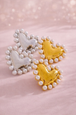 Aretes corazón perla