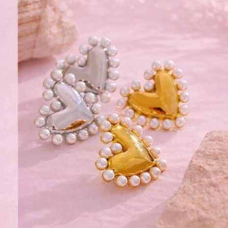 Aretes corazón perla