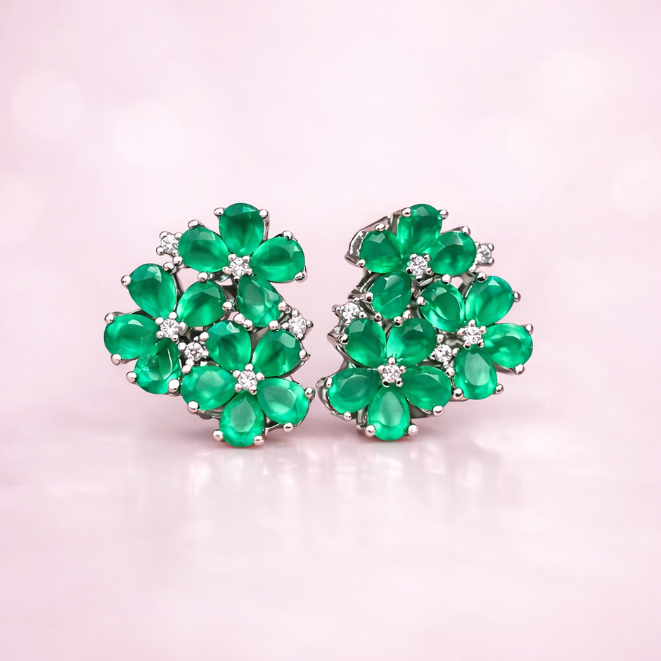 Aretes Ágata verde floral