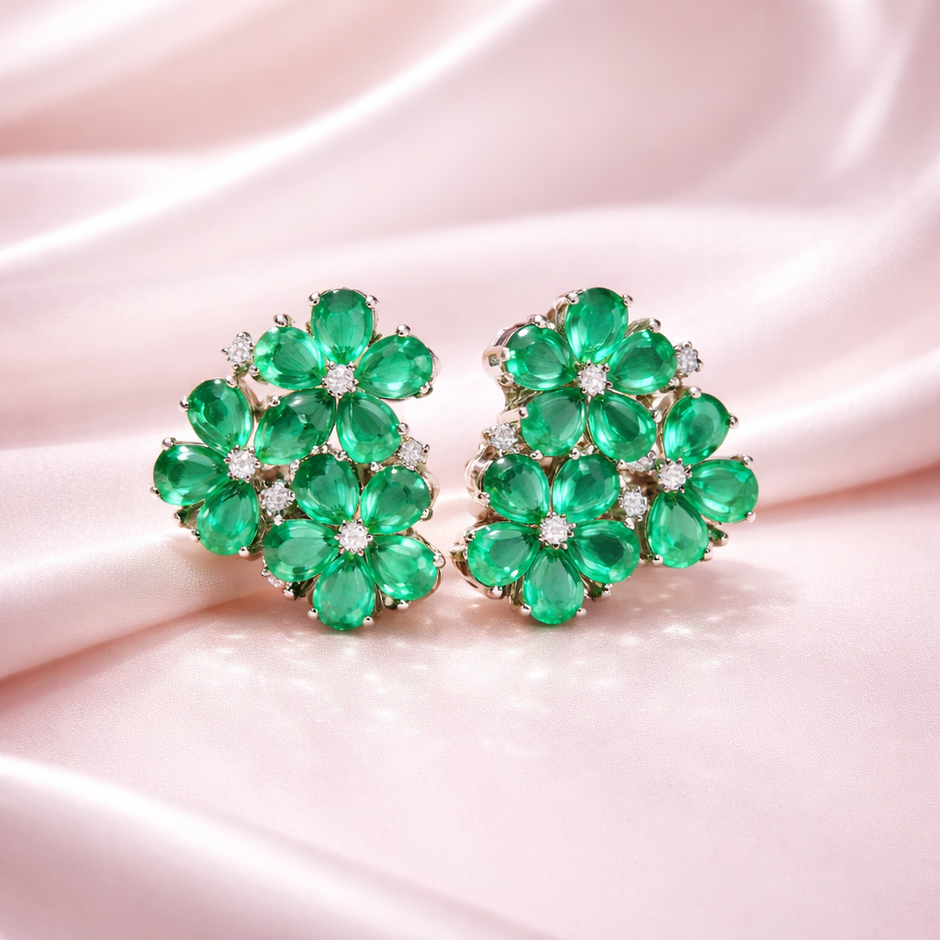 Aretes Ágata verde floral