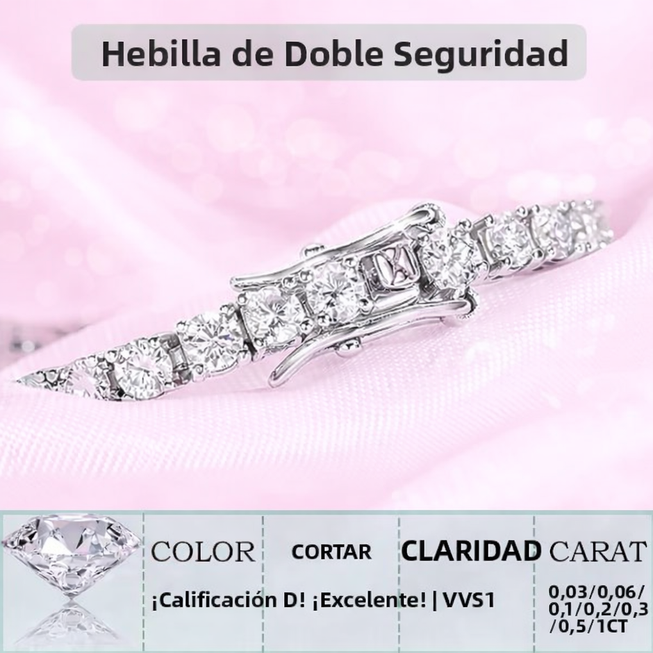 Pulsera con piedra Moissanita 3mm montada en plata fina