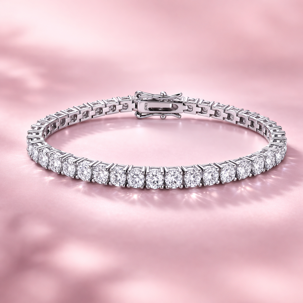 Pulsera con piedra Moissanita 3mm montada en plata fina