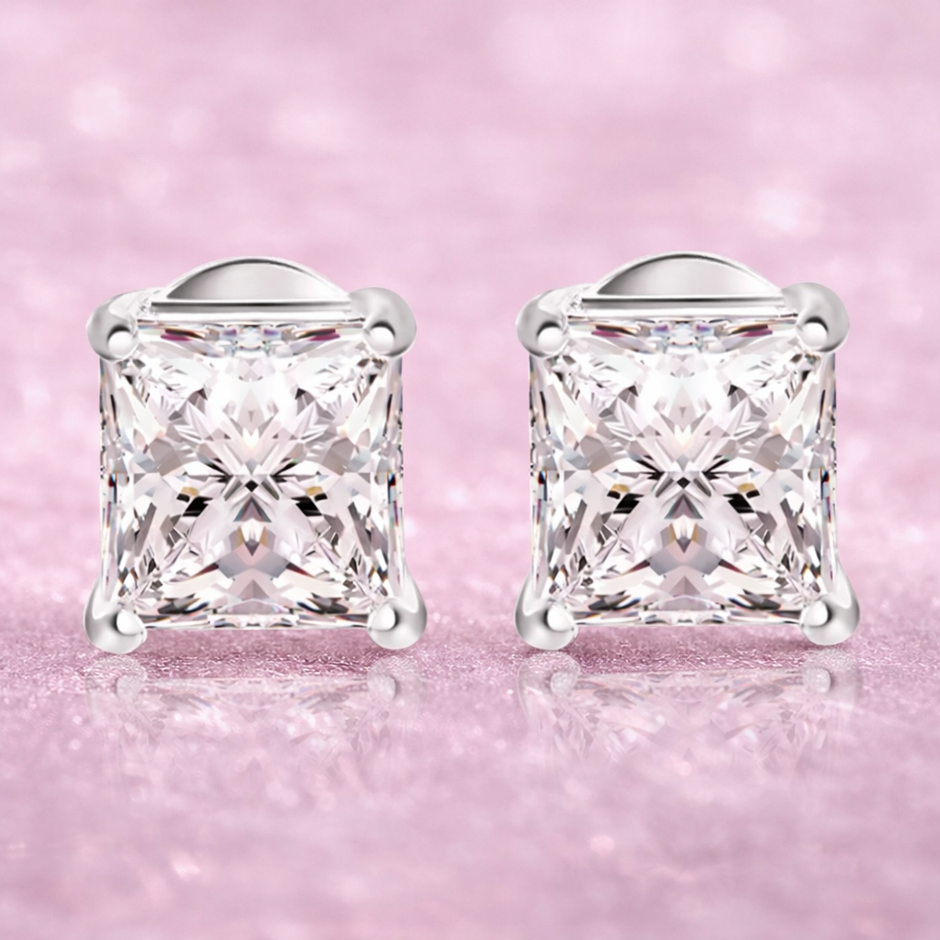 Aretes Princess Moissanite