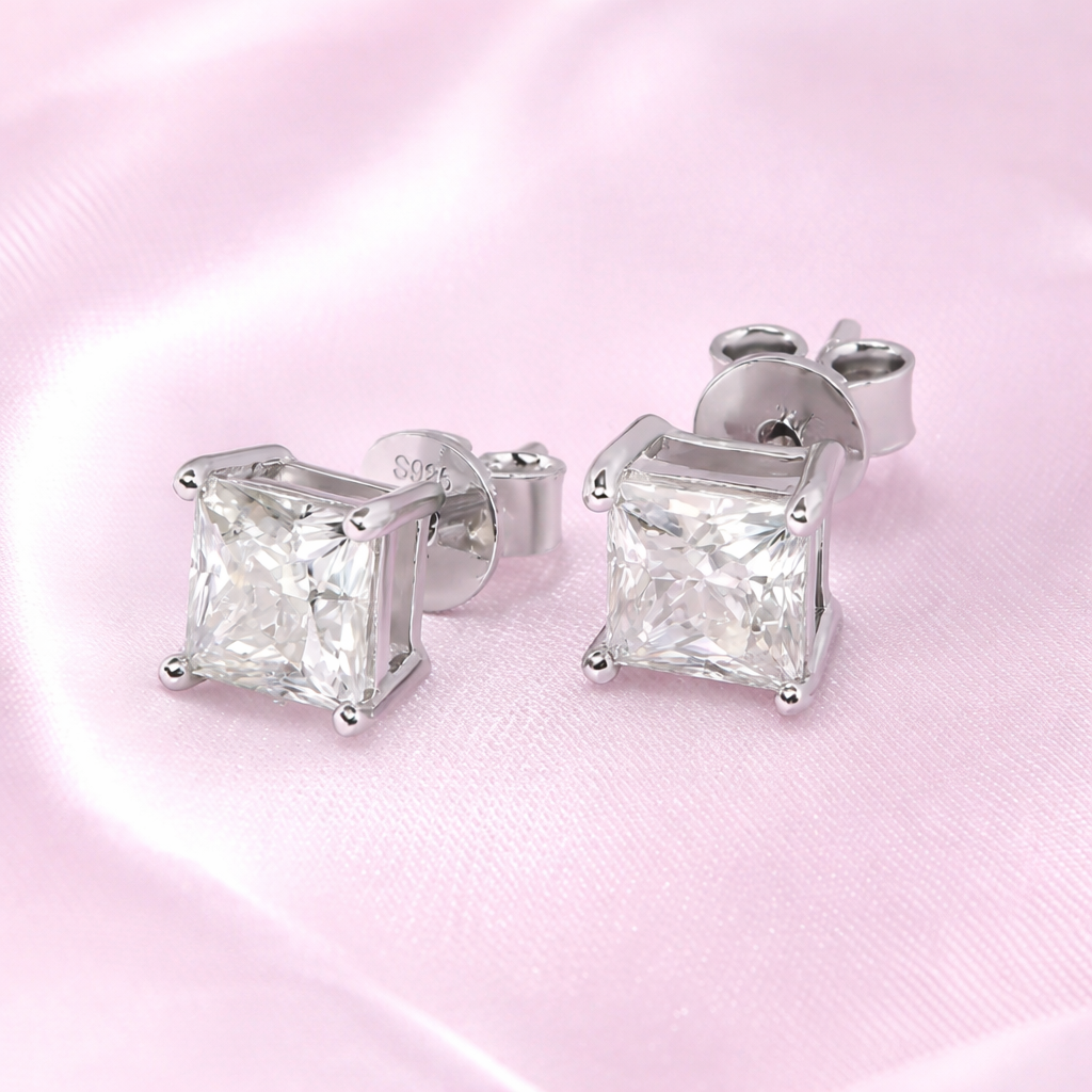 Aretes Princess Moissanite