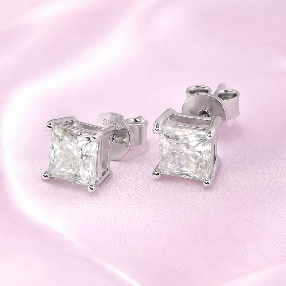 Aretes Princess Moissanite