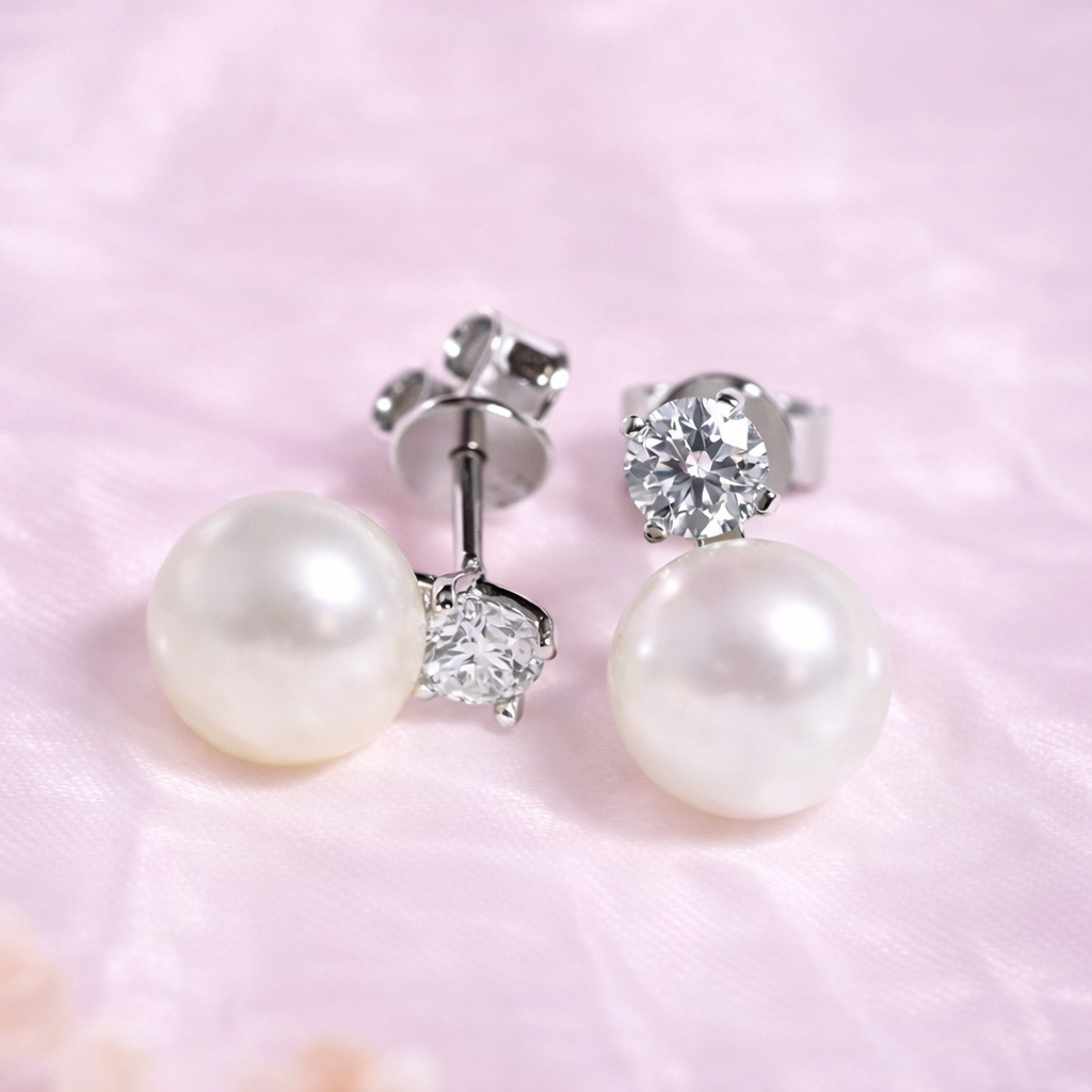 Aretes Perla Moissanita