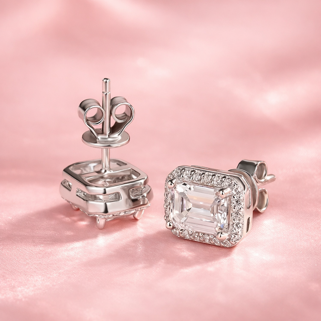 Aretes Radiant & Esmerald Halo