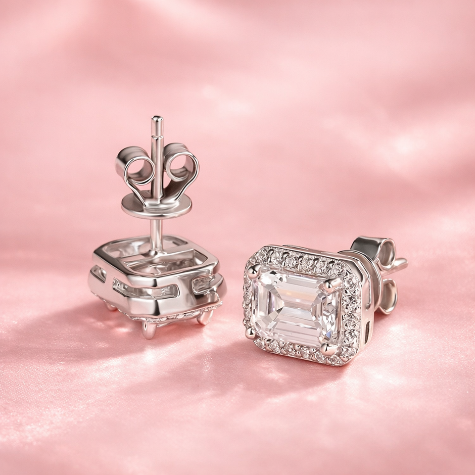 Aretes Radiant & Esmerald Halo
