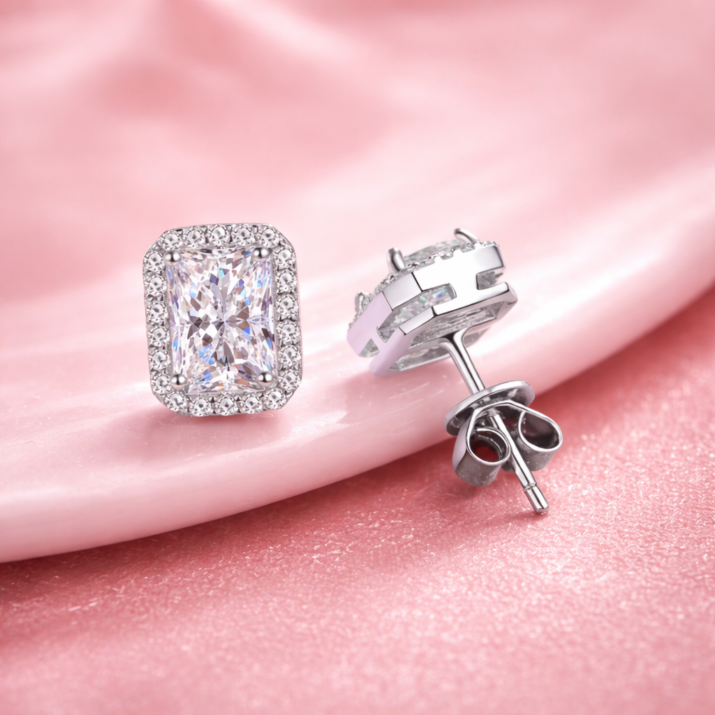 Aretes Radiant & Esmerald Halo