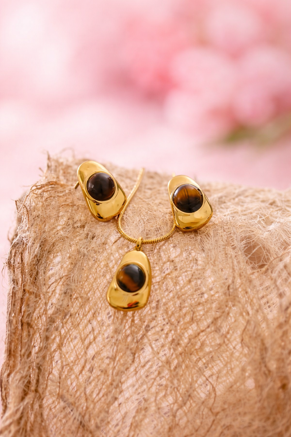 Set ojo de tigre/perla