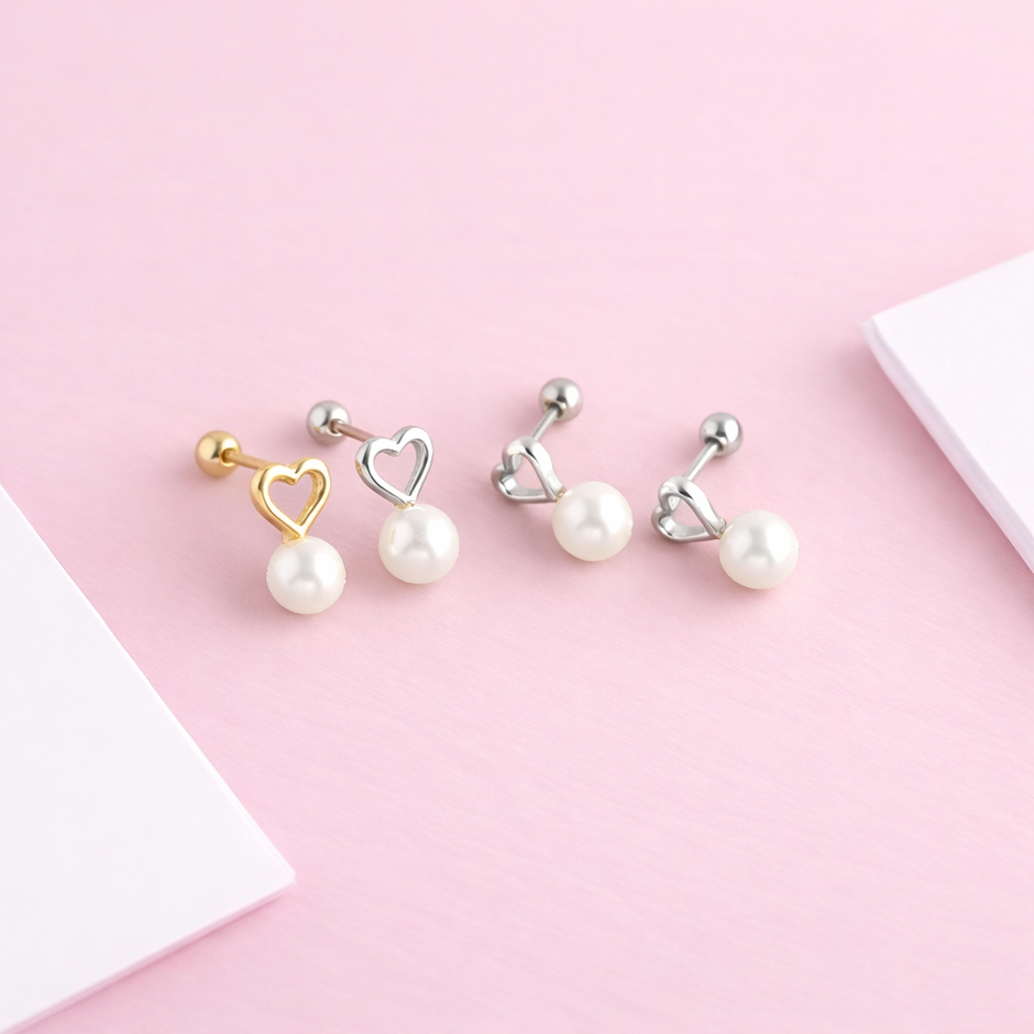 Ear climbers Perla corazón