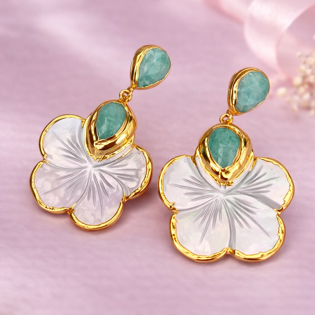 Aretes Flor Aventurina