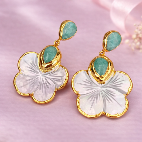 Aretes Flor Aventurina